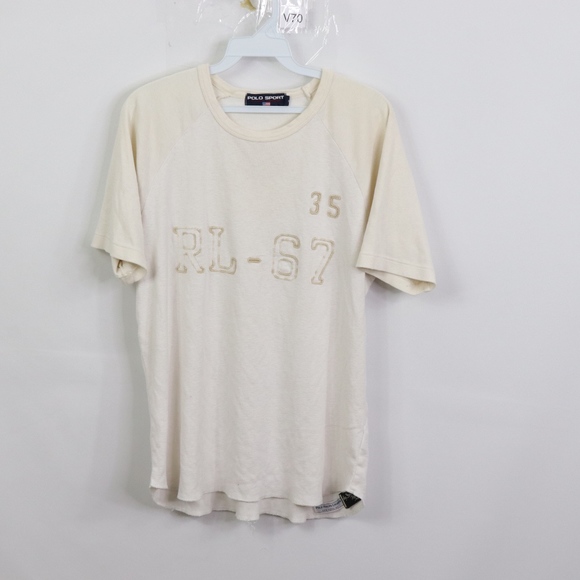 90s Polo Sport Mens Small Jersey Knit Shirt White